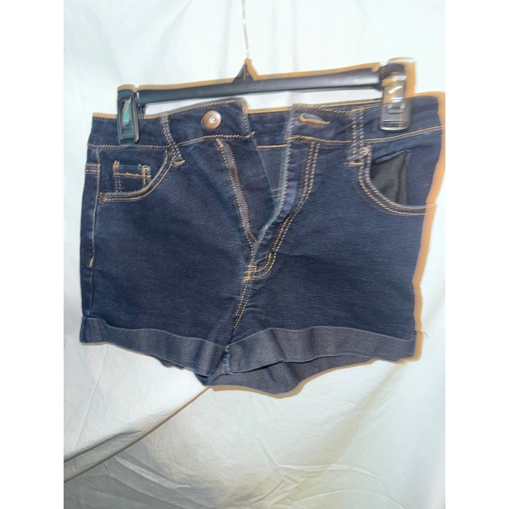 Forever 21 Dark Wash Denim Cuffed Shorts Size 25 Indigo Blue Mini Jean Shorts
